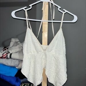 SHEIN Juniors Off-White Textured Crop Top